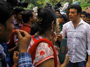Aditya Pancholi speaks with media people today. AP photo