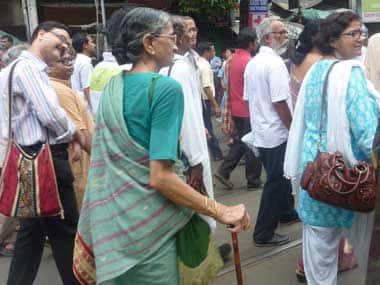 Jayasree Mukherjee participated in the march with her son. Sandip Roy/ Firstpost