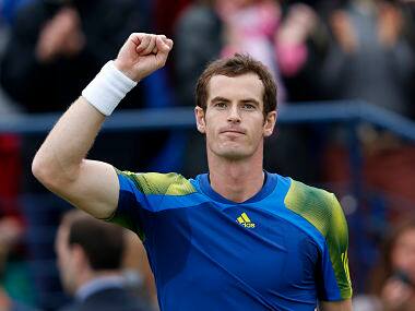 Andy Murray celebrates after beating Nicolas Mahut. Reuters