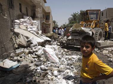 A sit of a car bomb blast. AP.