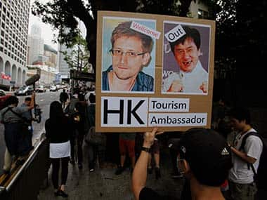 A poster of Edward Snowden. AP image