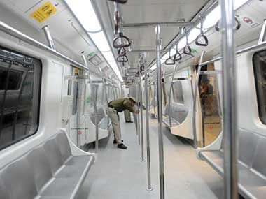 An empty Delhi Metro is seen in this file photo. AFP 