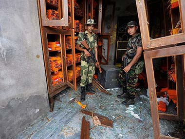 File image of terror attack at Mahabodhi temple. PTI