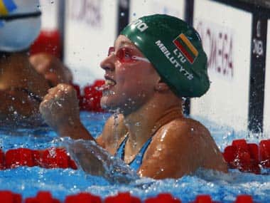 Following up on her Olympic title in London last year, the 16-year-old Meilutyte scorched to a time of one minute 04.35 seconds. Reuters
