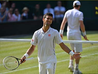 Novak Djokovic reacts during the match. Reuters 