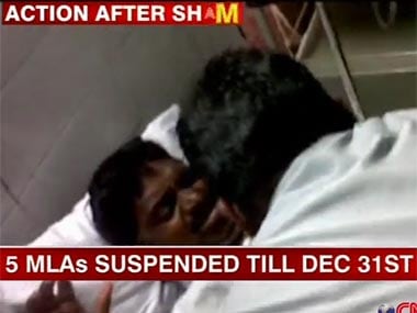 The assaulted police official had also been suspended following the incident. Image courtesy Ibnlive.