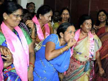 Rejoicing for Telangana. PTI