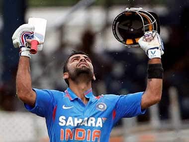 Kohli celebrates after his century. PTI
