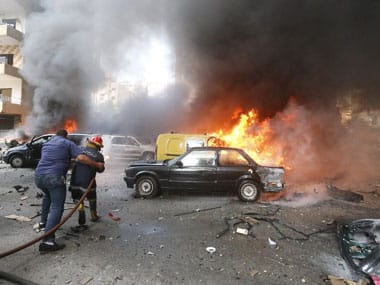 The car bomb blast in Beirut. AFP.