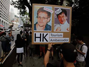 Supporters of Snowden in Hong Kong. AP