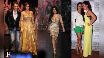 Mahi Gill, Karisma and Kareena Kapoor walk ramp at Lakme Fashion week 