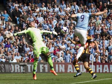 Alvaro Negredo scores past Hull keeper Allan McGregor. AP