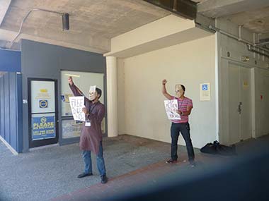 Re-enacting the anti-Emergency protests during the South Asian Radical History Walking Tour at UC Berkeley