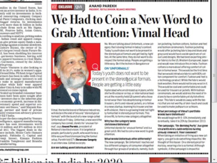 Vimal unformal, but president formal