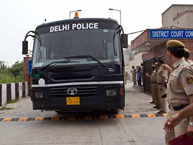 Delhi police van with gangrape convicts in this file photo. AP
