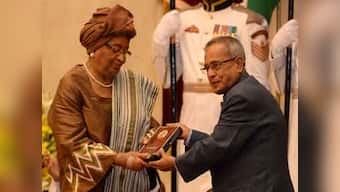Liberian president conferred Indira Gandhi peace prize