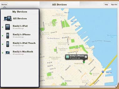 Screengrab of Find My iPhone feature. 