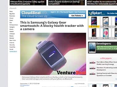 Galaxy Gear in this screengrab of VentureBeat.