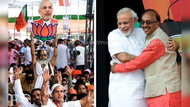 Photos: Narendra Modi woos audience at BJP Delhi rally – Firstpost
