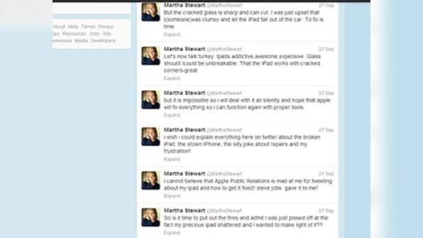 Martha Stewart's Twitter outburst against Apple: Come fix my iPad now