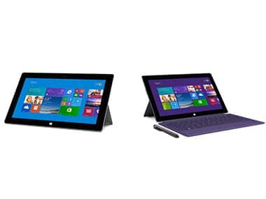 Microsoft Surface 2 (L) and Microsoft Surface Pro 2 are seen in this product photo. 
