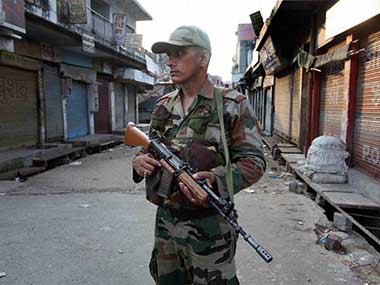 Army patrols in Muzaffarnagar. PTI