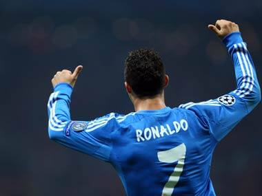 Ronaldo celebrates his hat-trick against Galatasaray. Getty Images