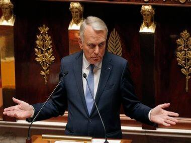 France's Prime Minister Jean Marc Ayrault delivers a speech at the National Assembly in Paris. AP image