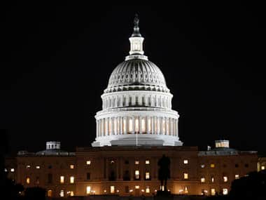 A view of the U.S. Capitol at night, on the eve of a potential federal government shutdown, in Washington. Reuters