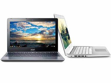 HP Chromebook 14 and Acer Chromebook in this product photo. 
