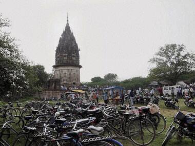 Excavation in progress at the Unnao temple. AP