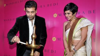 Photos: Karan Johar inaugurates Mandira Bedi's sari store in Mumbai