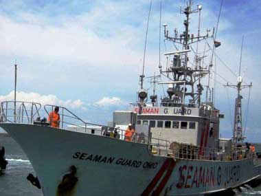MV Seaman Guard Ohio ship at Tuticorin Port in Tamil Nadu on Monday. PTI