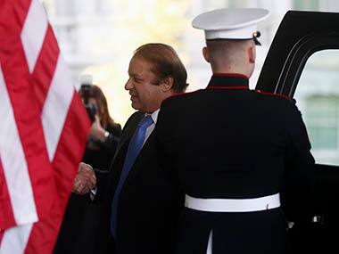Pakistan's Prime Minister Nawaz Sharif arrives at the White House in Washington, Wednesday, Oct. 23, 2013, for his meeting with President Barack Obama. The White House said that the leaders would discus, trade, energy, economic development, and efforts to address violent extremism. AP