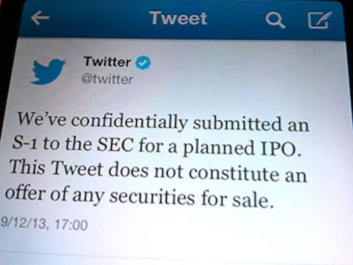 Twitter reveals IPO filing, aims to raise $1 billion