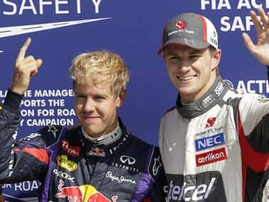 Sebastian Vettel and Nico Hulkenberg at the Italian Grand Prix. Reuters