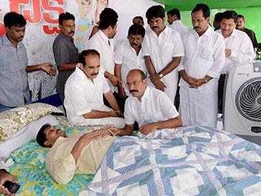  Doctors check the health of YSR Congress President Jaganmohan Reddy on the fifth day of his fast over Telangana issue in Hyderabad. PTI 