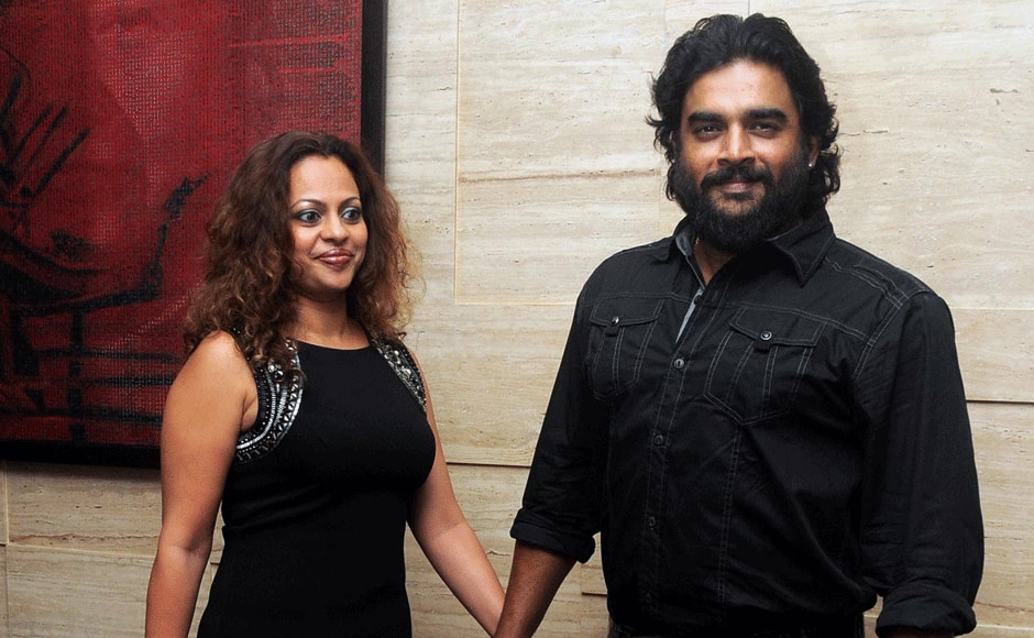 R Madhavan with wife Sarita Birje at Asin's birthday party. Sachin Gokhale/Firstpost
