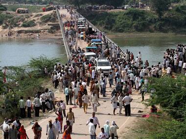 The bridge on Sindh river from where the stampede is believed to have started. PTI. 