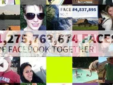 A screengrab from the Faces of Facebook website. Image courtesy Faces of Facebook