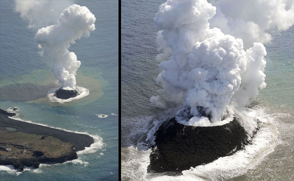 Photos: Following volcanic eruption, new island rears head off Tokyo ...