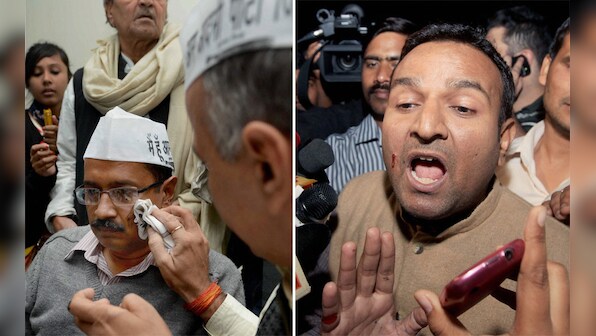 Photos: BJP supporter throws ink at Arvind Kejriwal