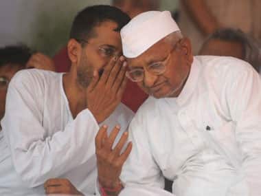 Kejriwal and Hazare during better times. AFP