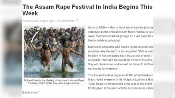 US website takes satire too far, makes up 'Assam Rape Festival'