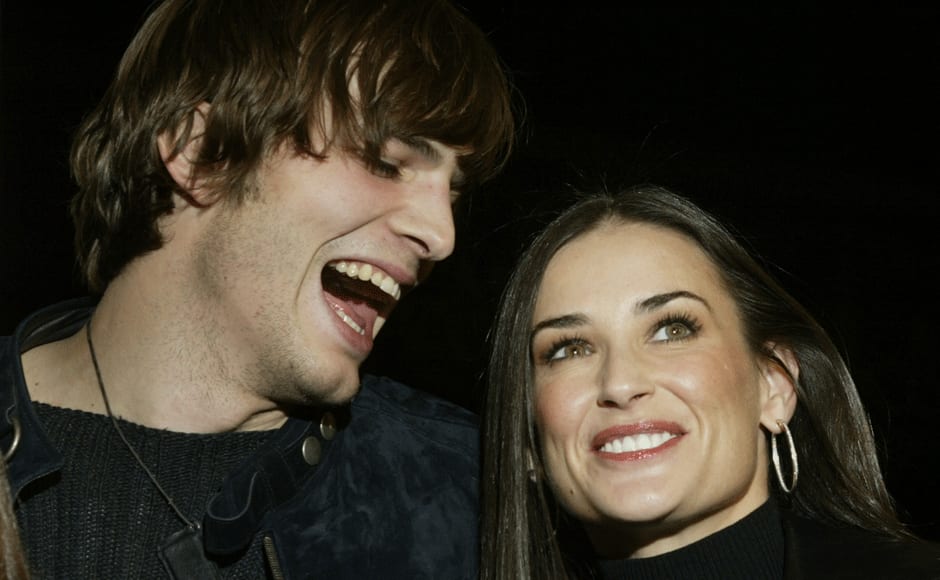 Actor Ashton Kutcher (L), one of the stars of the new comedy film 