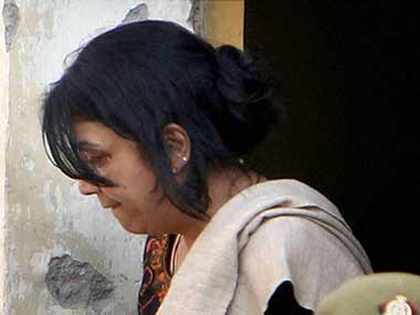 Aarushi Talwar's mother Nupur leaves the court after being sentenced to life imprisonment. PTI