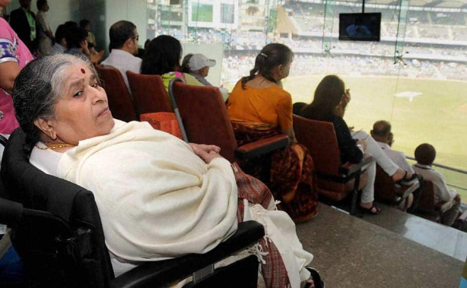 Sachin's mother Rajni Tendulkar witnesses the match. This was the first time she was seeing him play from a stadium. PTI