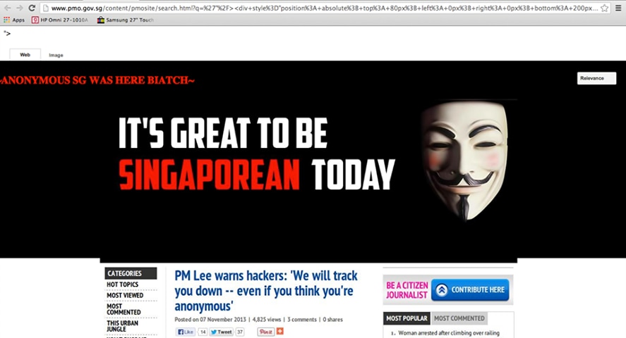 Prime Minister Lee Hsien Loong's website was hacked in 2013.