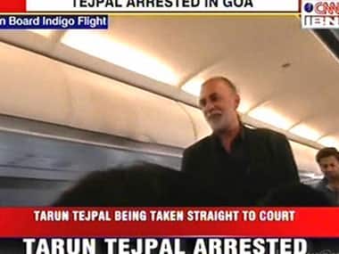 Tarun Tejpal onboard the flight to Goa. IBNLive 