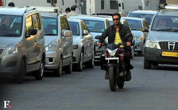 Photos: Check out Ajay Devgn riding a bike while shooting 'Action